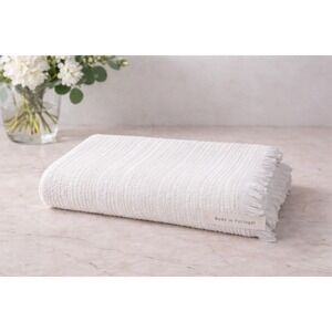 Bianca 100% Cotton Luxury‎ Bath Towel Portugal Textured Fringe Bright White New
